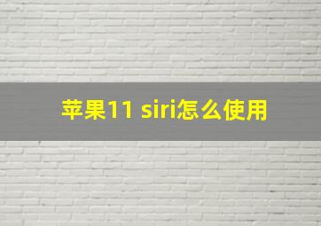 苹果11 siri怎么使用